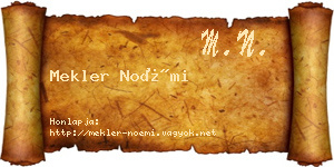 Mekler Noémi névjegykártya